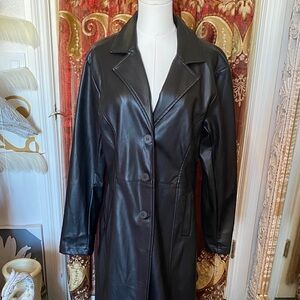 Missguided Tall Black Faux Leather Trench Coat Size US2